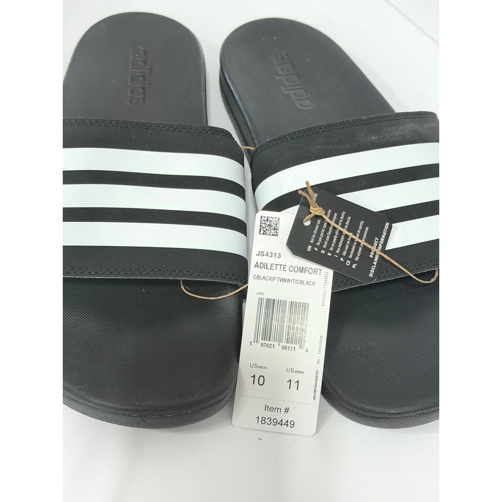 adidas Adilette Comfort Slides Men 10 Women 11 Black White New JS4313
